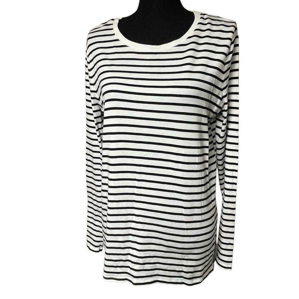Merona Black and White Striped Pima Cotton‎ Long Sleeve Tee